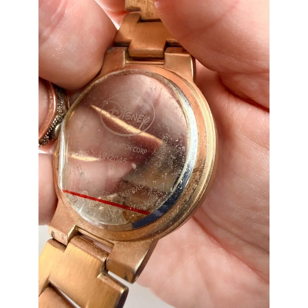 Disney Minnie Mouse Rose Gold Tone Watch Accutime Needs Battery
